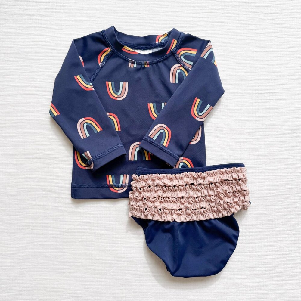 Hanna Andersson (6-12M) Rainbow Rashguard Swimsuit